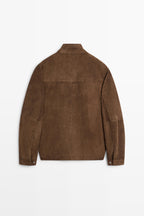 Goat Leather Suede Field Jacket in Cognac (or Tobacco Brown)