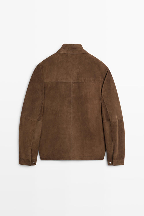 Goat Leather Suede Field Jacket in Cognac (or Tobacco Brown)