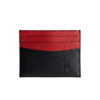 Revuola Slim Genuine Leather Cardholder for Men and Women – Minimalist Front Pocket Wallet – Modern Two-Tone Black & Red Design – 7 Slots for Credit Cards, ID, and Cash – Ultra-Lightweight
