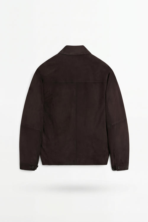 Leather Suede Overshirt Jacket – Dark Brown