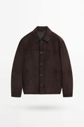 Leather Suede Overshirt Jacket – Dark Brown