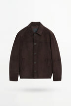 Leather Suede Overshirt Jacket – Dark Brown