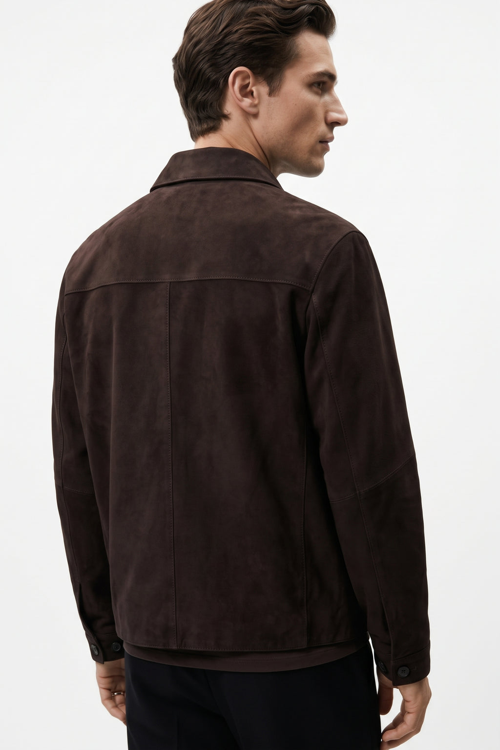 Leather Suede Overshirt Jacket – Dark Brown