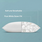 Revuola Premium White Down Pillow – Standard Size (20"x26") – 600 Loft Ethically Sourced European Down – 100% Cotton 233TC Shell – Medium Firmness – Made in Canada – DOWNMARK & OEKO-TEX Certified