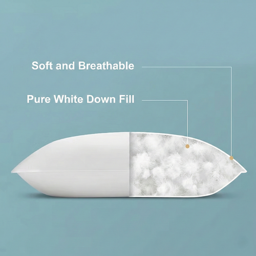 Revuola Premium White Down Pillow – Standard Size (20"x26") – 600 Loft Ethically Sourced European Down – 100% Cotton 233TC Shell – Medium Firmness – Made in Canada – DOWNMARK & OEKO-TEX Certified