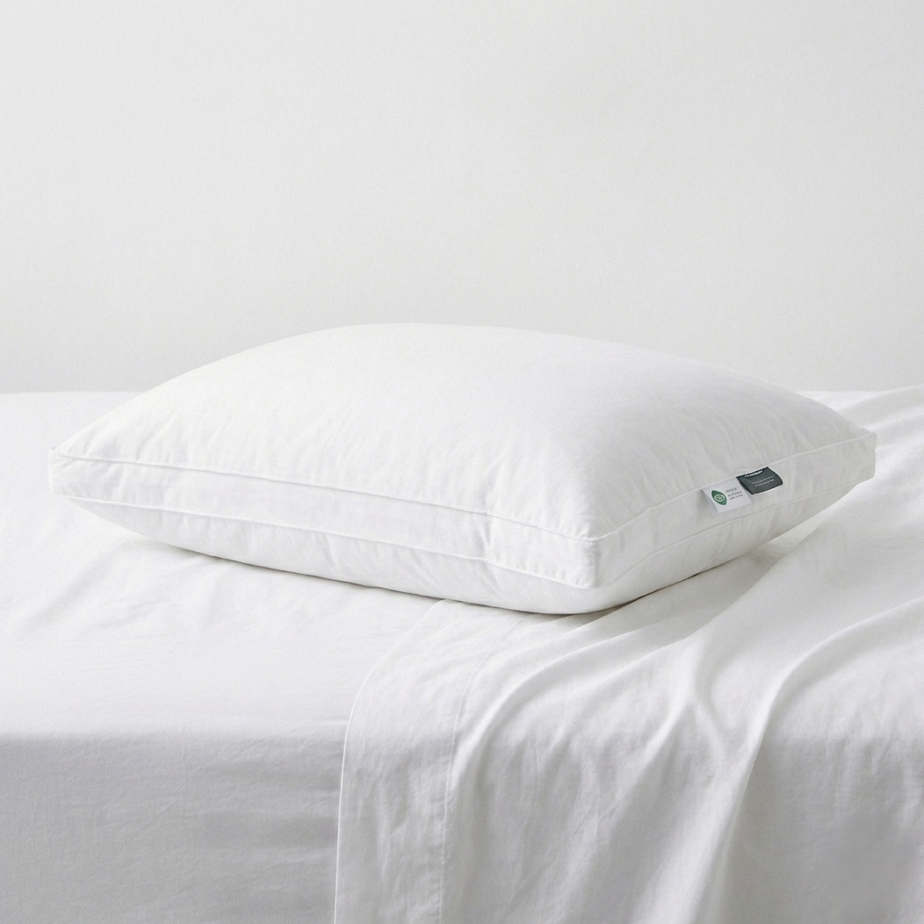 Revuola Down Touch Pillow - Standard 20"x26" - Dual Chamber Hybrid - 550 Loft White Duck Down & Feather - Medium & Firm Fill - Made in Canada - DOWNMARK & OEKO-TEX - 260TC 100% Cotton Shell