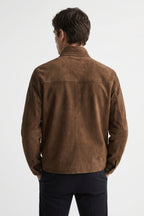 Goat Leather Suede Field Jacket in Cognac (or Tobacco Brown)