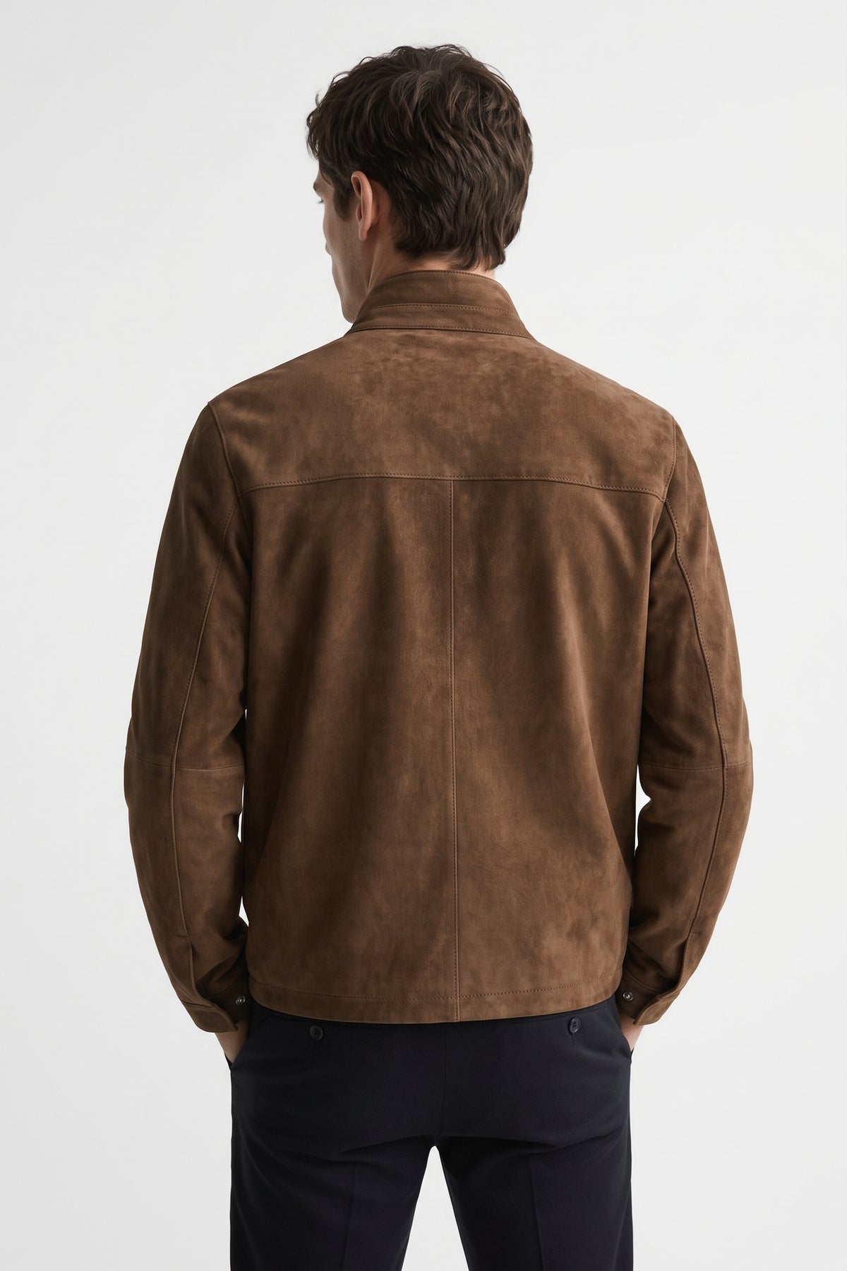 Goat Leather Suede Field Jacket in Cognac (or Tobacco Brown)