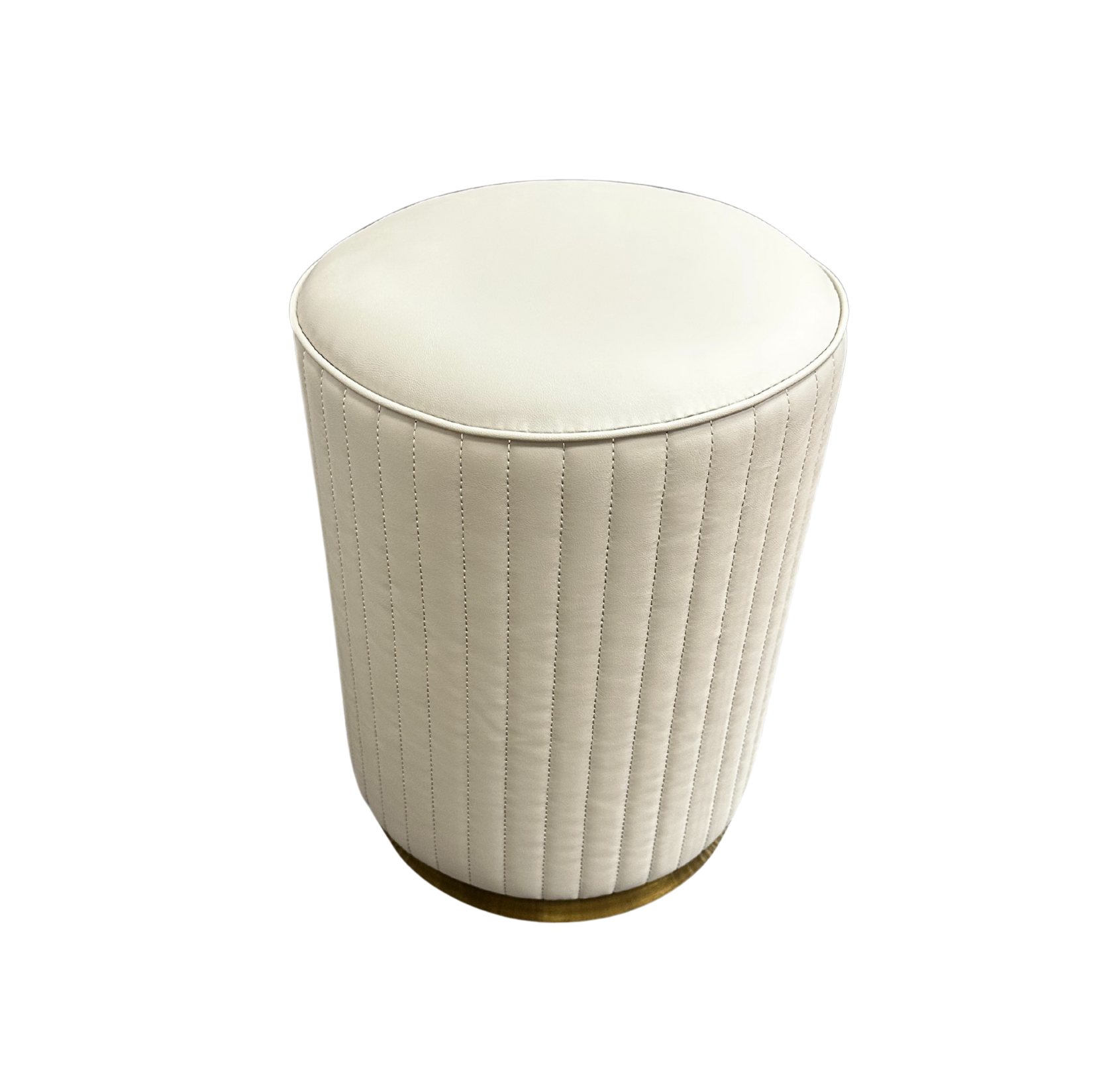 REVUOLA Luxury Leather Upholstered Ottoman | Round Stool | Foot Rest | Bedroom Living Room