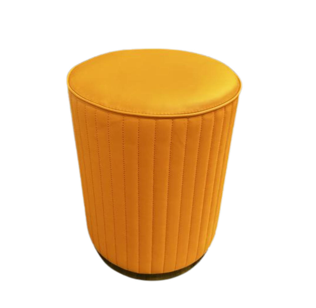 REVUOLA Luxury Leather Upholstered Ottoman | Round Stool | Foot Rest | Bedroom Living Room