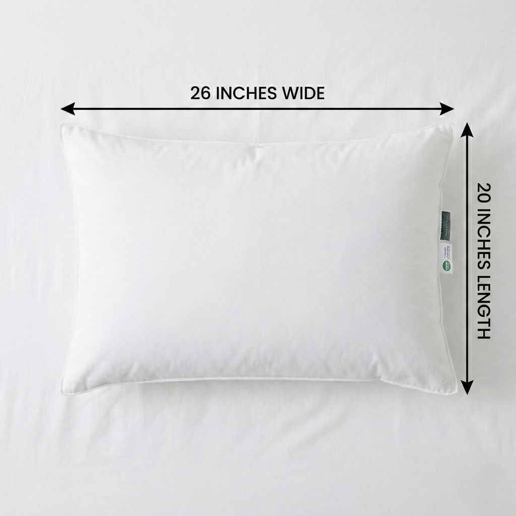 Revuola Premium White Down Pillow – Standard Size (20"x26") – 600 Loft Ethically Sourced European Down – 100% Cotton 233TC Shell – Medium Firmness – Made in Canada – DOWNMARK & OEKO-TEX Certified