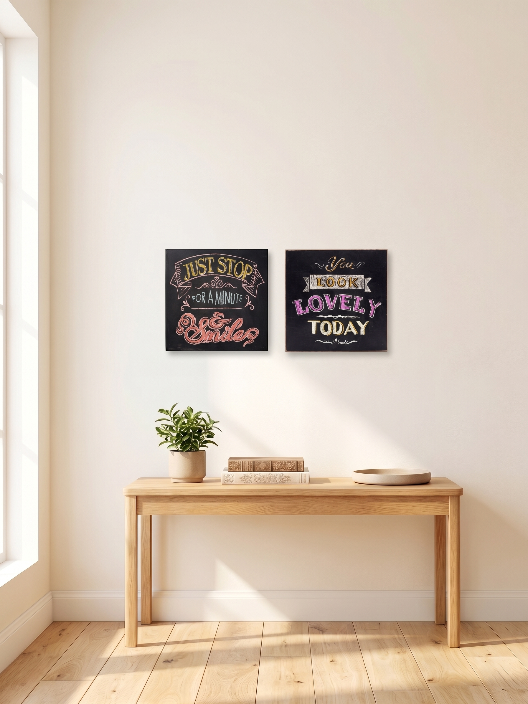 Revuola 12x12 Wooden Chalkboard Wall Art Sign with Inspirational Quotes