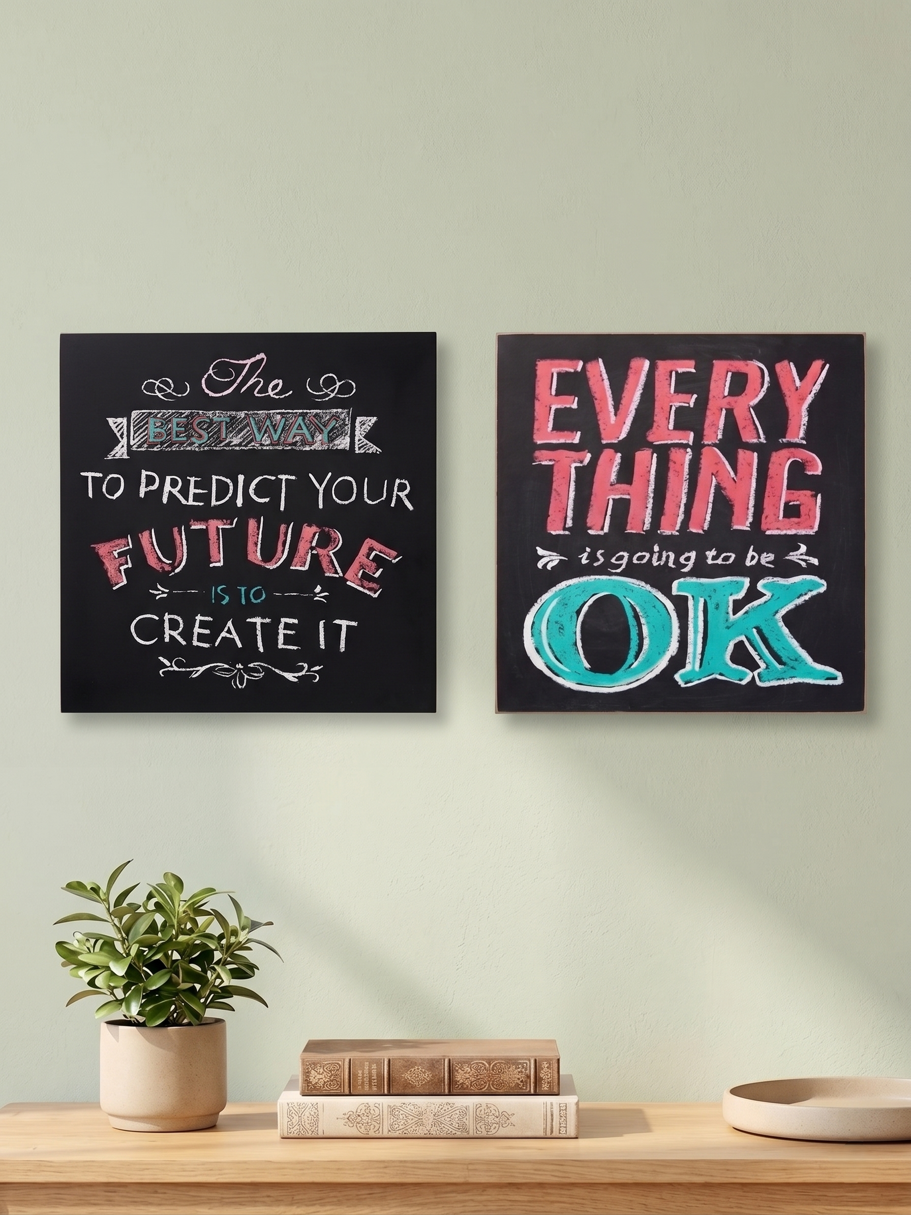 Revuola 12x12 Wooden Chalkboard Wall Art Sign with Inspirational Quotes