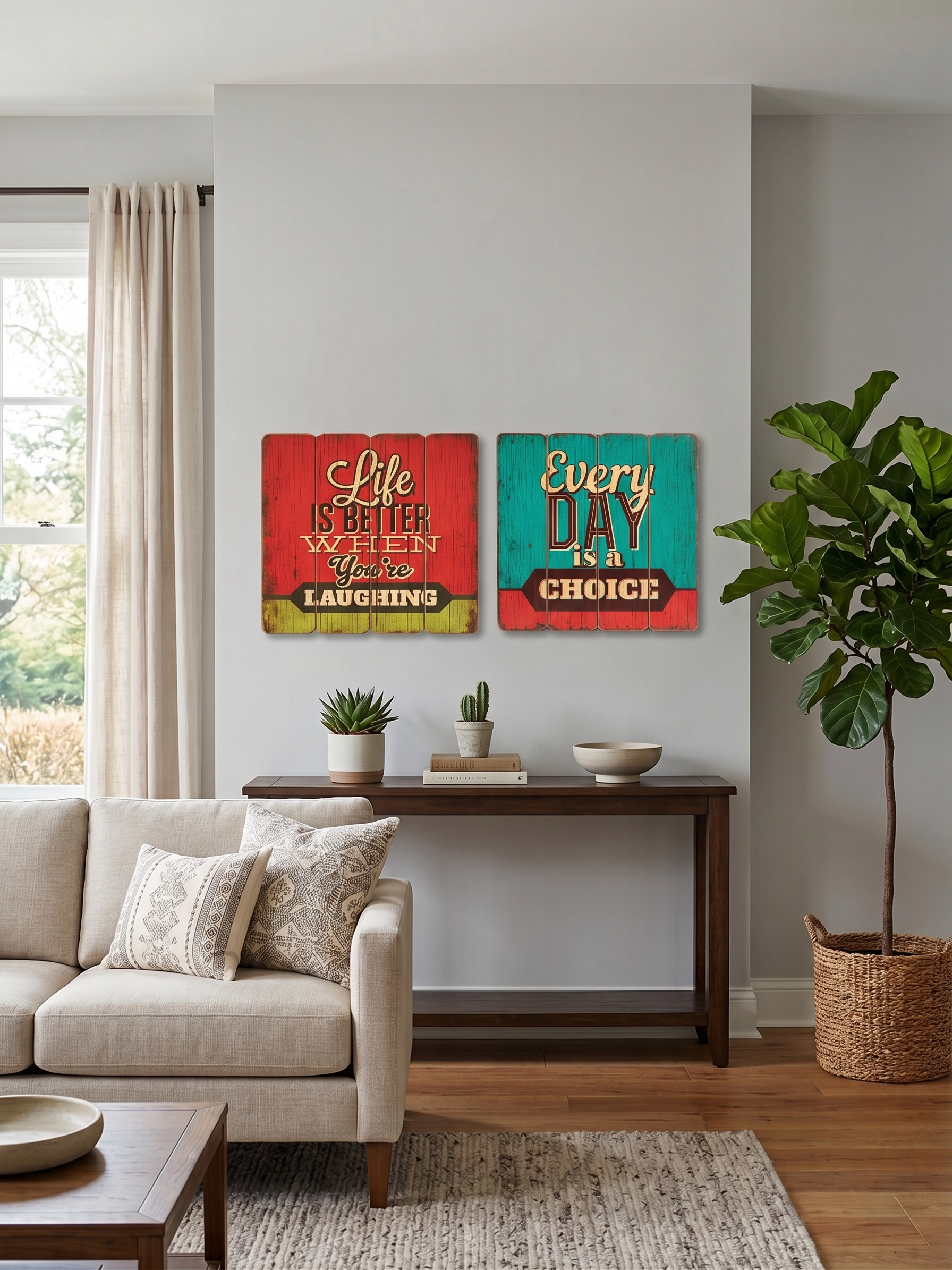Revuola 16x16 Rustic Wooden Plank Wall Art Sign Inspirational Quotes
