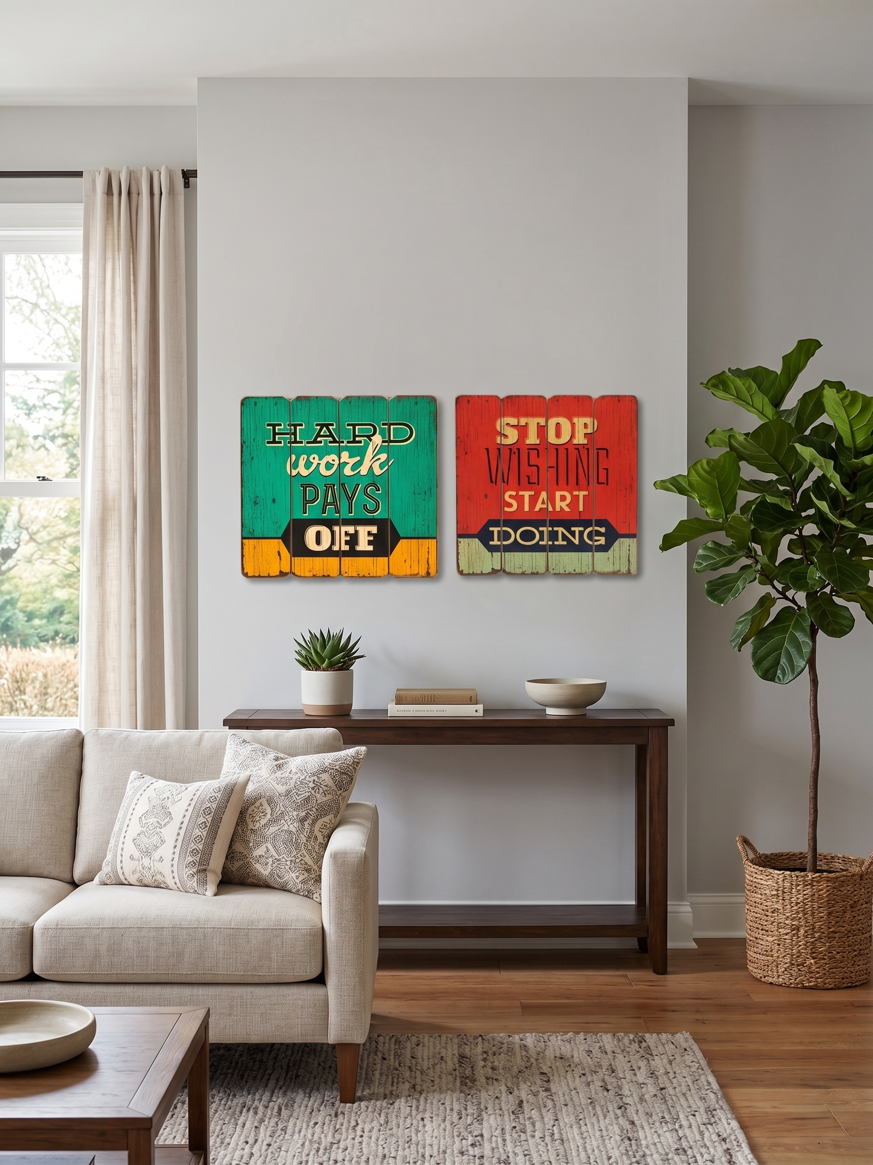 Revuola 16x16 Rustic Wooden Plank Wall Art Sign Inspirational Quotes
