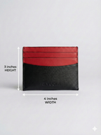 Revuola Slim Genuine Leather Cardholder for Men and Women – Minimalist Front Pocket Wallet – Modern Two-Tone Black & Red Design – 7 Slots for Credit Cards, ID, and Cash – Ultra-Lightweight