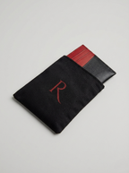 Revuola Slim Genuine Leather Cardholder for Men and Women – Minimalist Front Pocket Wallet – Modern Two-Tone Black & Red Design – 7 Slots for Credit Cards, ID, and Cash – Ultra-Lightweight