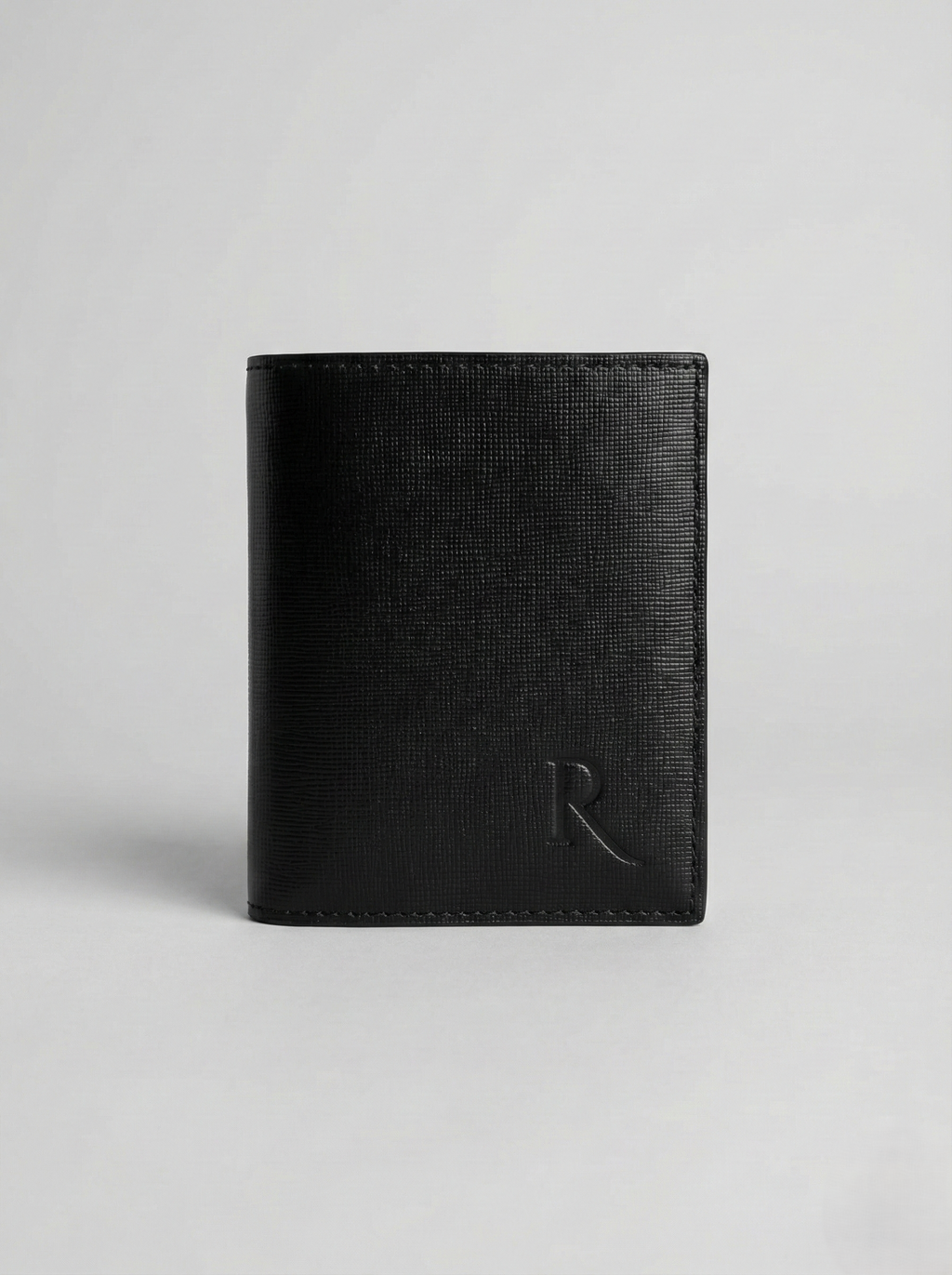 REVUOLA Slim Genuine Leather Bi-fold Wallet for Men - Modern Two-Tone Black and Olive Green Design - Scratch-Resistant Saffiano Texture - 6 Card Slots and Hidden Storage Pockets