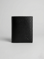 REVUOLA Slim Genuine Leather Bi-fold Wallet for Men - Modern Two-Tone Black and Olive Green Design - Scratch-Resistant Saffiano Texture - 6 Card Slots and Hidden Storage Pockets