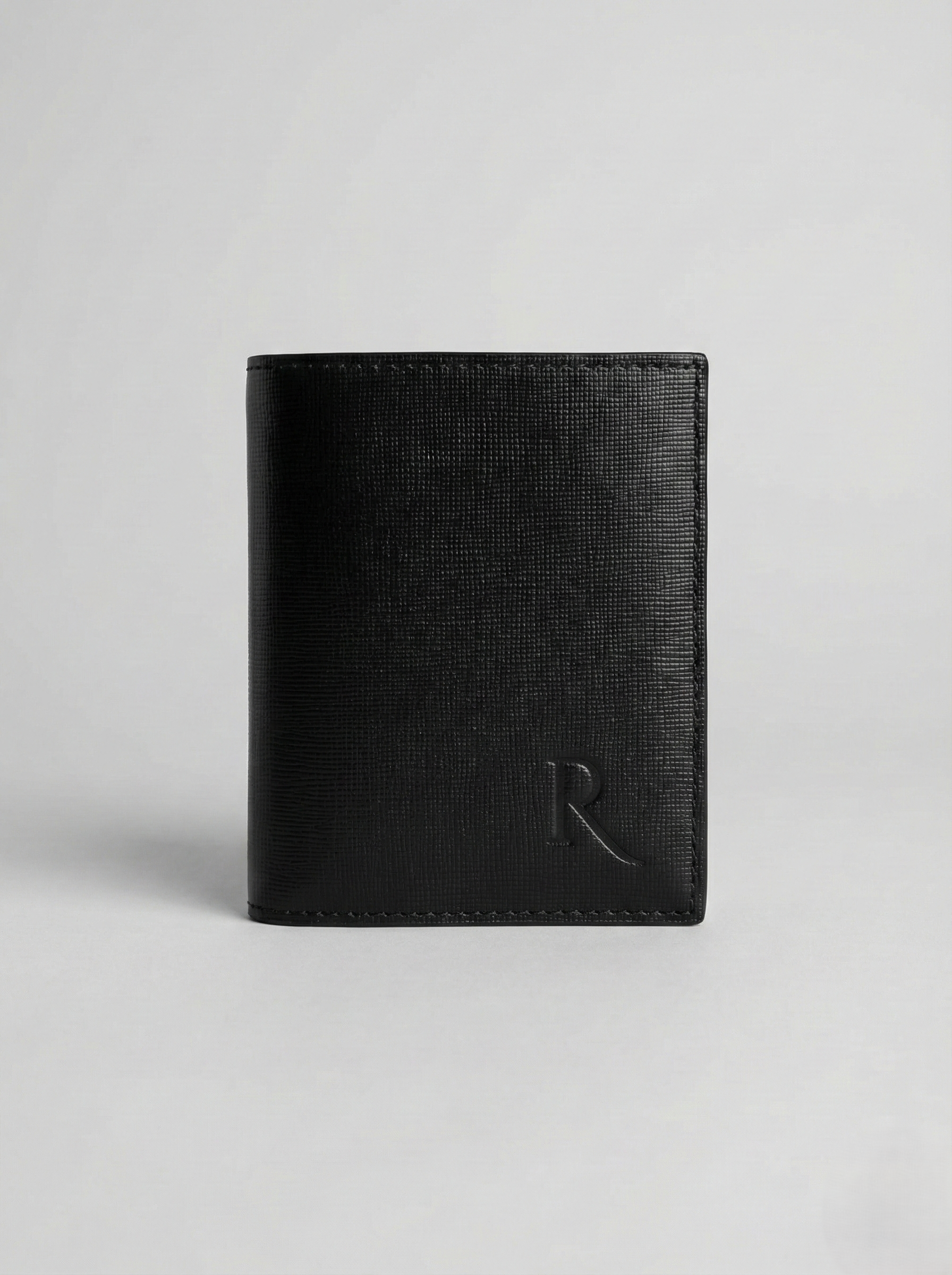 REVUOLA Slim Genuine Leather Bi-fold Wallet for Men - Modern Two-Tone Black and Olive Green Design - Scratch-Resistant Saffiano Texture - 6 Card Slots and Hidden Storage Pockets