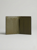 REVUOLA Slim Genuine Leather Bi-fold Wallet for Men - Modern Two-Tone Black and Olive Green Design - Scratch-Resistant Saffiano Texture - 6 Card Slots and Hidden Storage Pockets
