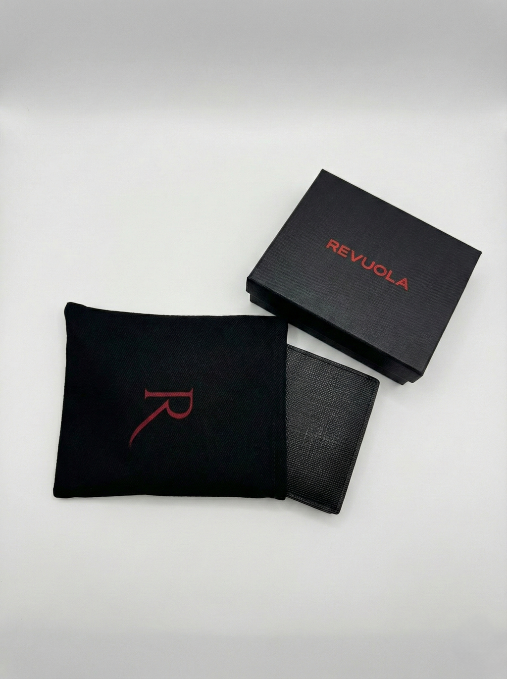 REVUOLA Slim Genuine Leather Bi-fold Wallet for Men - Modern Two-Tone Black and Olive Green Design - Scratch-Resistant Saffiano Texture - 6 Card Slots and Hidden Storage Pockets